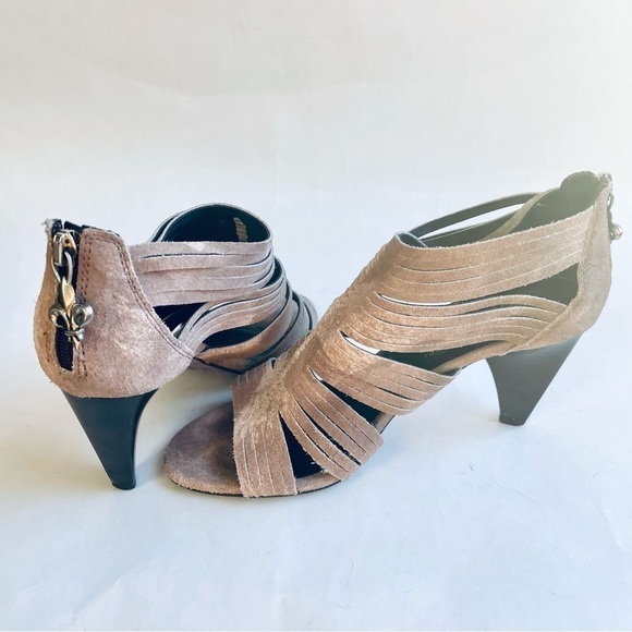 Donald J. Pliner Tan Suede Peep Toe Heels 6.5M - Picture 7 of 11